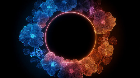Hibiscus flowers background with space for text. Vector illustration.の素材
