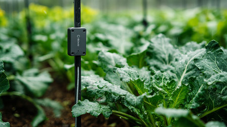 Hydroponic vegetable garden with drip irrigation system. Selective focus.の素材