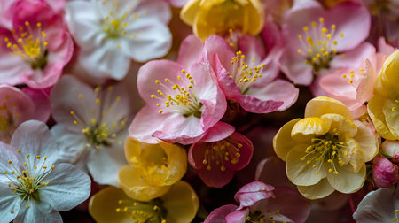 Beautiful cherry blossom flowers as a background. Macro shot.の素材