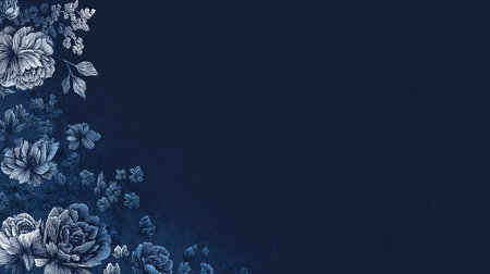 Grunge blue background with flowers. Vector illustration for your designの素材