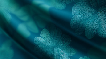 Abstract blue background with flowers and lines. 3d render illustration.の素材