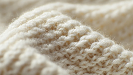 Close-up of white knitted fabric as background. Macro shotの素材