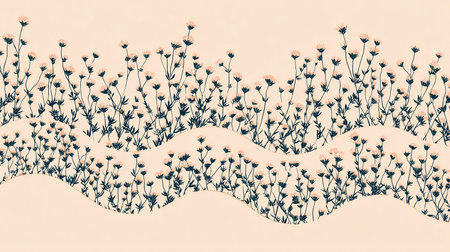 Vintage floral background with hand drawn flowers. Floral illustration.の素材