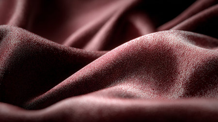 Closeup of red satin fabric texture background. Red cloth background.の素材