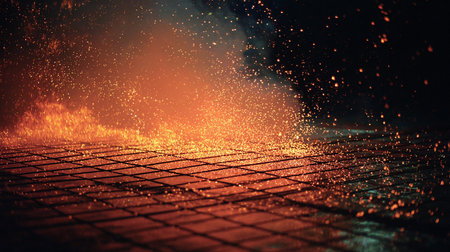 abstract scene of fire with sparks and smoke. 3d renderingの素材