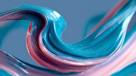 blue and pink paint on a blue background macro close-up abstractionの素材