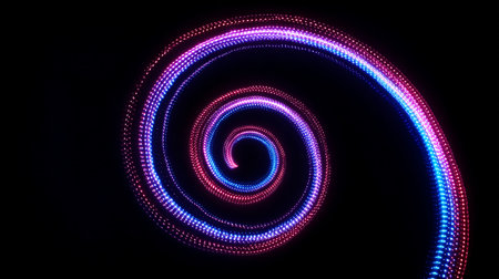 Neon spiral on a black background. 3d rendering, 3d illustration.の素材