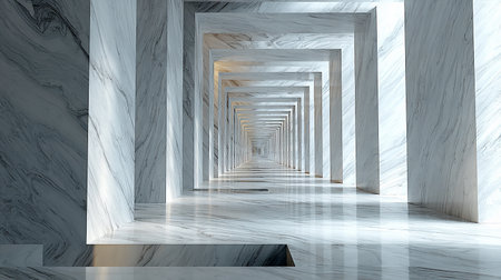 Abstract architecture background, empty interior of modern building. 3D renderingの素材