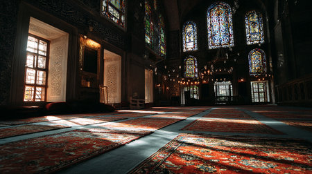 Interior view of the Suleymaniye Mosque in Istanbul, Turkeyの素材