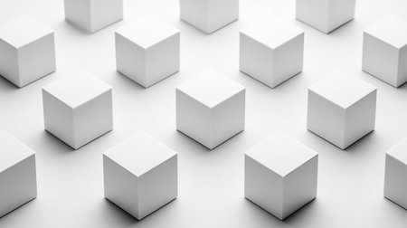3d illustration of white cubes on white background. Abstract background.の素材