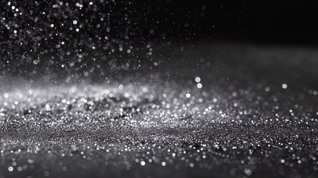 glitter vintage lights background. silver, black and white. de focusedの素材