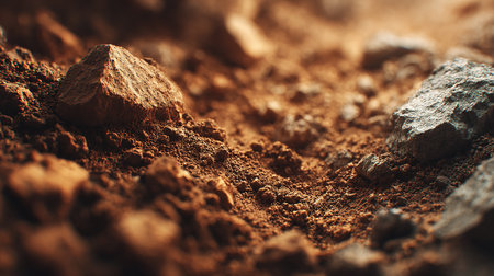 Cocoa powder with small stones in it. Selective focus.の素材
