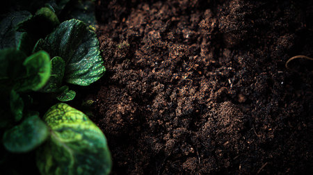 green plant in the soil with filter effect retro vintage style and soft focusの素材