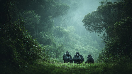 Gorilla in the rainforest of Bali island, Indonesiaの素材