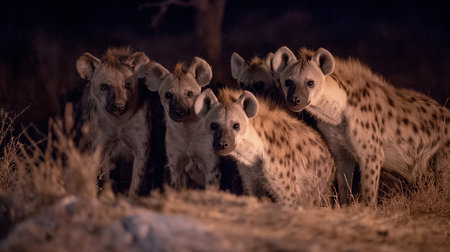 Spotted hyena in the Moremi Game Reserve (Okavango River Delta), National Park, Botswanaの素材