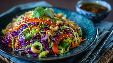 vegetable salad with cashew nuts and sesame seeds, healthy foodの素材