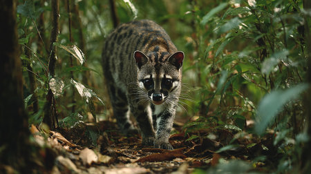 Raccoon in the rainforest of Borneo, Malaysiaの素材