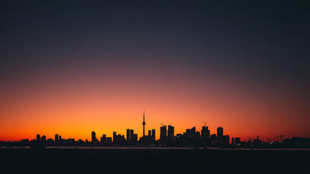 Toronto city skyline at sunset, Ontario, Canada. Beautiful panoramic view.の素材