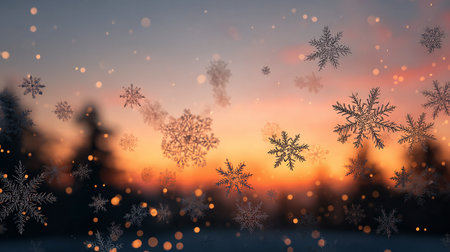 Falling snowflakes with bokeh background. 3D renderingの素材