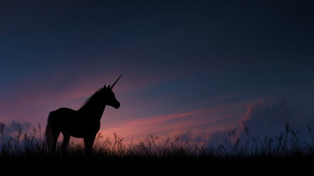 Unicorn in the starry sky.3d render.の素材