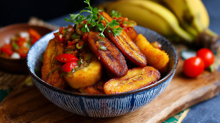 Fried potato wedges with chili sauce in a bowl on the tableの素材