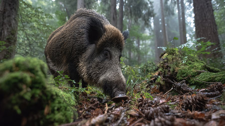 Wild boar (Sus scrofa) in the forest.の素材
