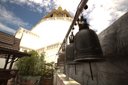 Temple bells hanged at Golden Mount temple, Bangkok, Thailand.
