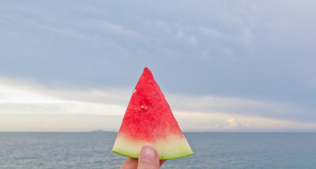 Close-up of fresh slices of red watermelonの写真素材