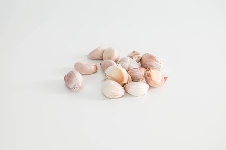 garlic healthy spice close-up on white background