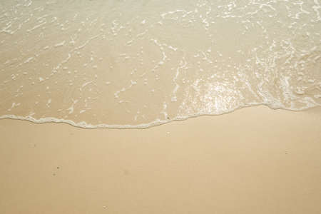 Soft ocean wave on tropical sandy beach in summer background