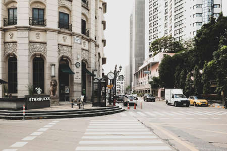 Bangkok, Thailand - October 20, 2021Starbucks is the largest coffeehouse company in the world, Starbucks store on Sukhumvit Roadのeditorial素材