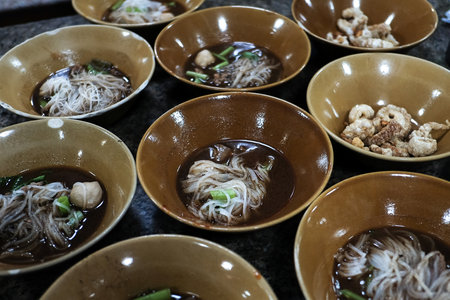 Thai boat noodles is Thailand's most famous noodles soup, Thai local food.の写真素材