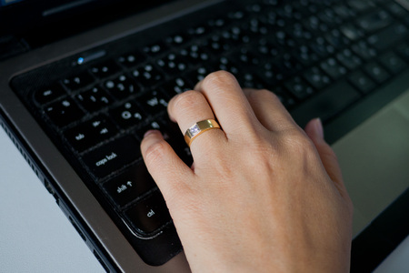 hand typing keyboard labtopの写真素材