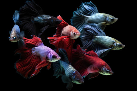 Halfmoon betta fish, siamese fighting fish, Capture moving of fishの素材