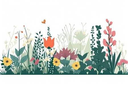 flowers banner on white background, wallpapers, fashionの素材