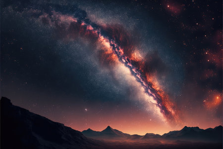 colorful Milky Way with star and sky, Made by AI,Artificial intelligenceの素材