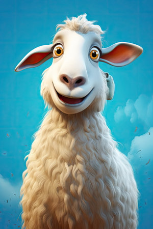 portrait Cartoon character of sheepの素材