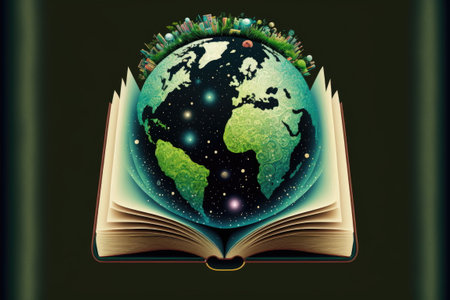 book on the earth, world book day, education concept, Made by AI,Artificial intelligenceの素材
