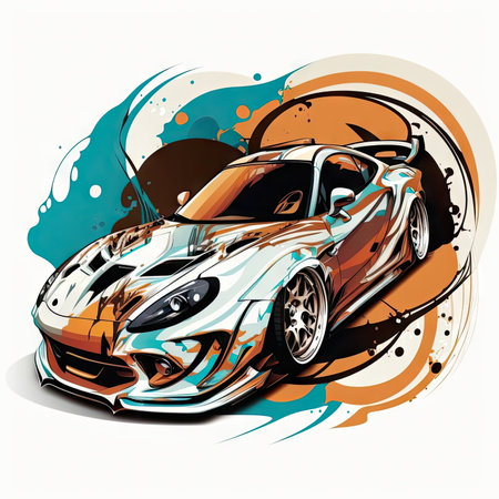 sticker design of car, vector, white backgroundの素材