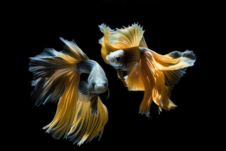 two halfmoon betta fish fightingの素材