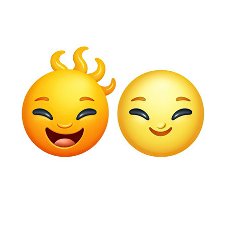 Sun and moon emoji set, white backgroundの素材