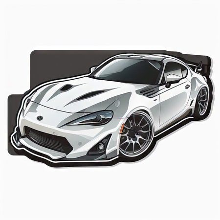 sticker design of car, vector, white backgroundの素材