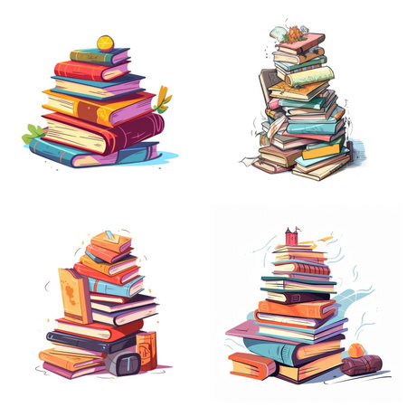 icon of cartoon school supplies, education, white backgroundの素材