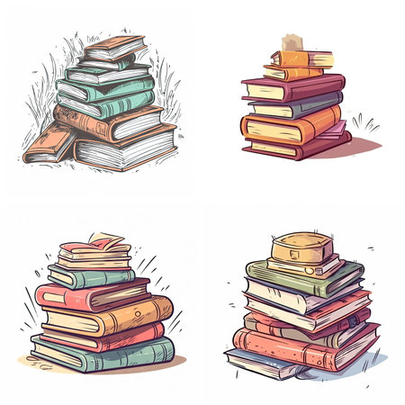 icon of cartoon school supplies, education, white backgroundの素材