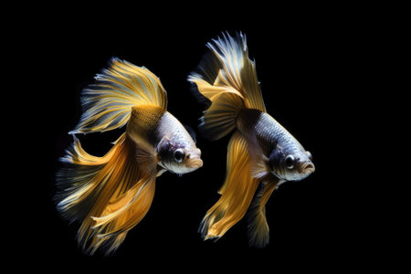 two halfmoon betta fish fightingの素材