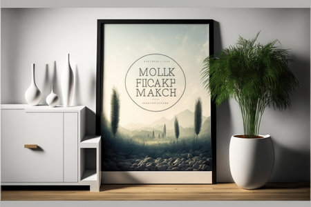 Frame Mockup  in living room, Made by AI,Artificial intelligenceの素材
