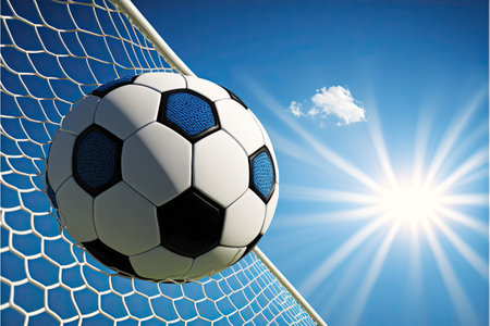 Soccer ball hits goal net, Made by AI,Artificial intelligenceの素材