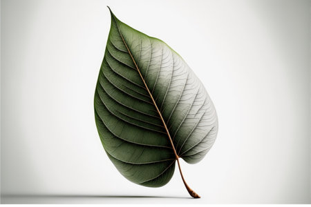 Green leaf on white background, Made by AI,Artificial intelligenceの素材