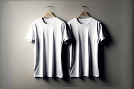 White t-shirts with copy space on gray background, Made by AI,Artificial intelligenceの素材