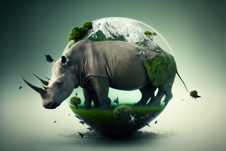 3d graphic animal on earth, wildlife, Made by AI,Artificial intelligenceの素材